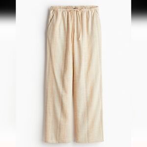 H&M women's linen blend pull-on wide leg trousers size M